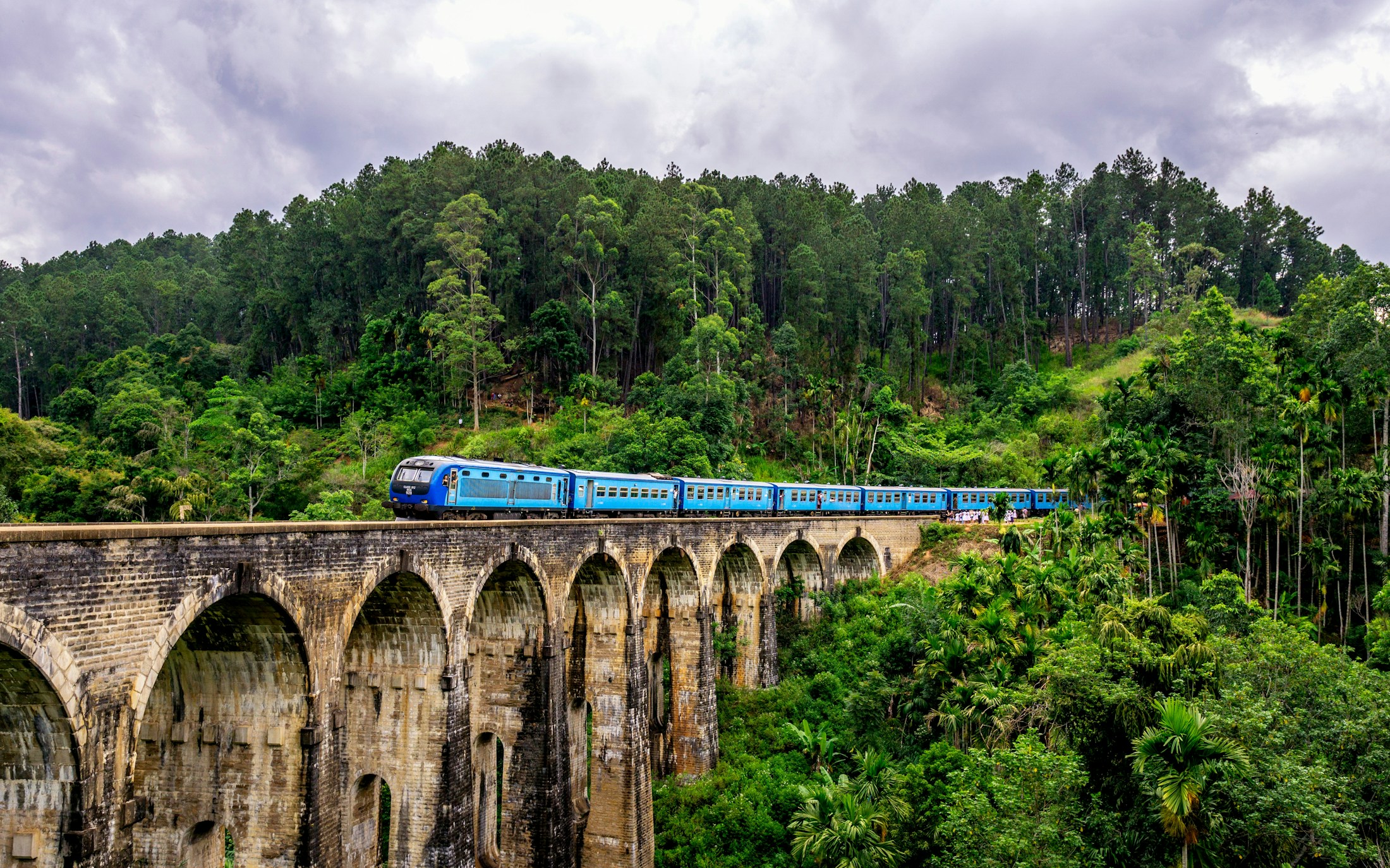 A train winding through Sri Lankan highlands